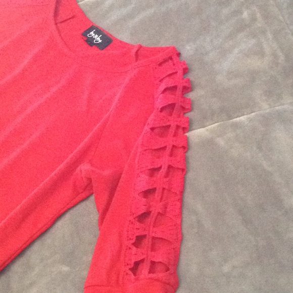 By & By Red 3/4 Sleeve Shirt - Picture 3 of 5